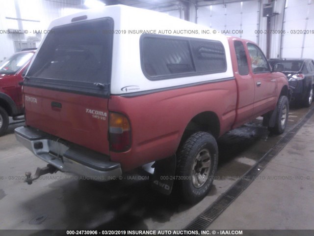 4TAWN72N4XZ521981 - 1999 TOYOTA TACOMA XTRACAB RED photo 4