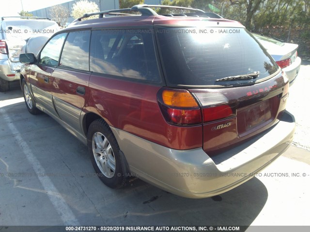 4S3BH675X27635629 - 2002 SUBARU LEGACY OUTBACK AWP RED photo 3