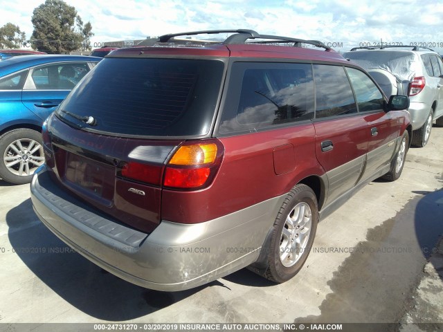 4S3BH675X27635629 - 2002 SUBARU LEGACY OUTBACK AWP RED photo 4