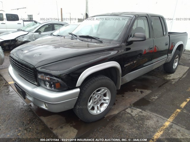 1B7HL48N52S607228 - 2002 DODGE DAKOTA QUAD SLT BLACK photo 2