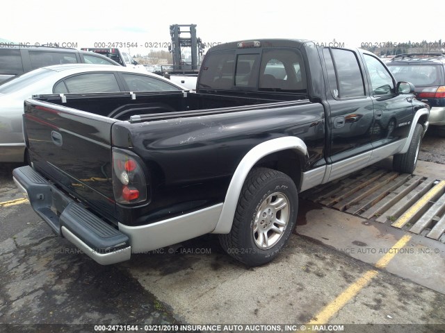 1B7HL48N52S607228 - 2002 DODGE DAKOTA QUAD SLT BLACK photo 4