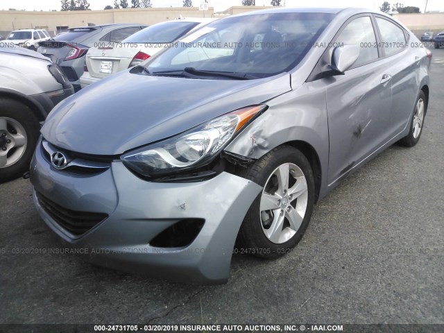 KMHDH4AE8DU491486 - 2013 HYUNDAI ELANTRA GLS/LIMITED GRAY photo 2