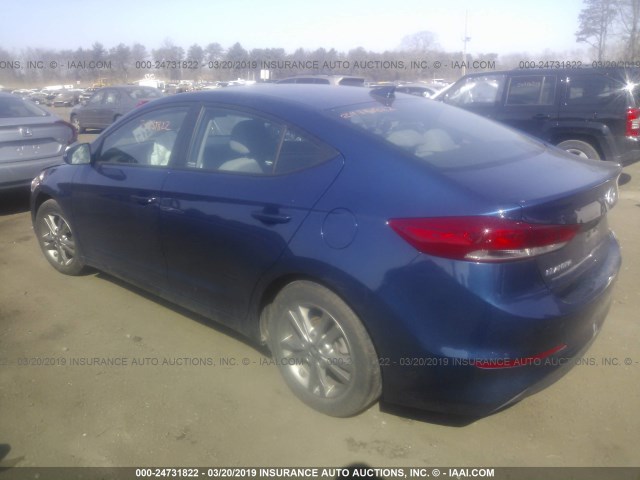 5NPD84LF7JH285995 - 2018 HYUNDAI ELANTRA SEL/VALUE/LIMITED BLUE photo 3