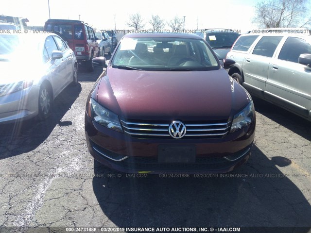 1VWBP7A32CC101787 - 2012 VOLKSWAGEN PASSAT SE MAROON photo 6