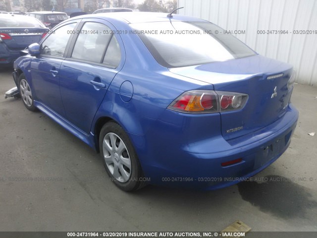 JA32U2FU9FU003577 - 2015 MITSUBISHI LANCER ES BLUE photo 3