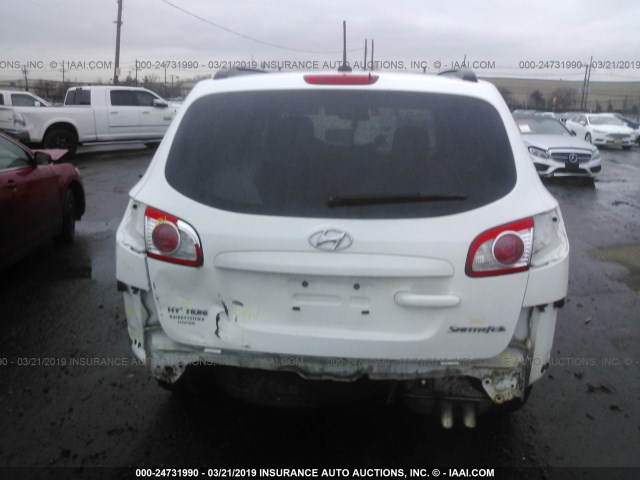 5NMSG3ABXAH403247 - 2010 HYUNDAI SANTA FE GLS WHITE photo 6