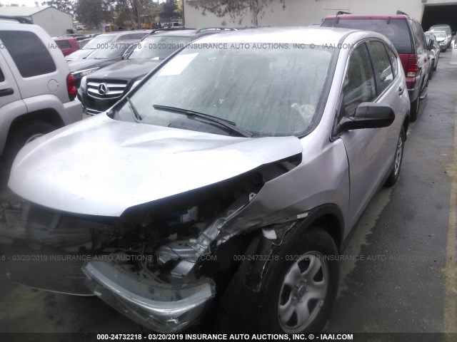 2HKRM4H35FH697078 - 2015 HONDA CR-V LX SILVER photo 2