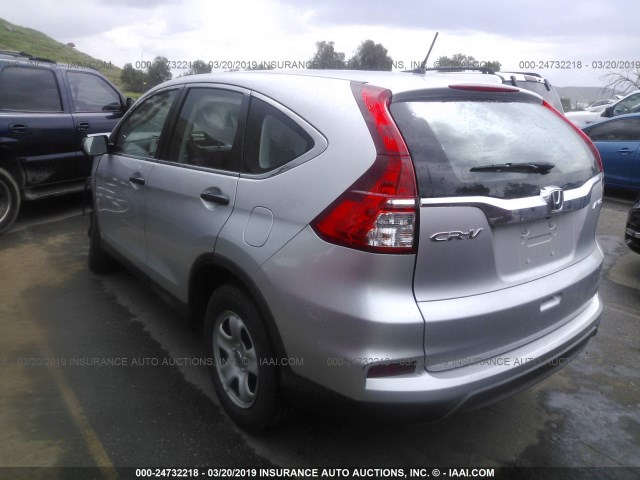 2HKRM4H35FH697078 - 2015 HONDA CR-V LX SILVER photo 3