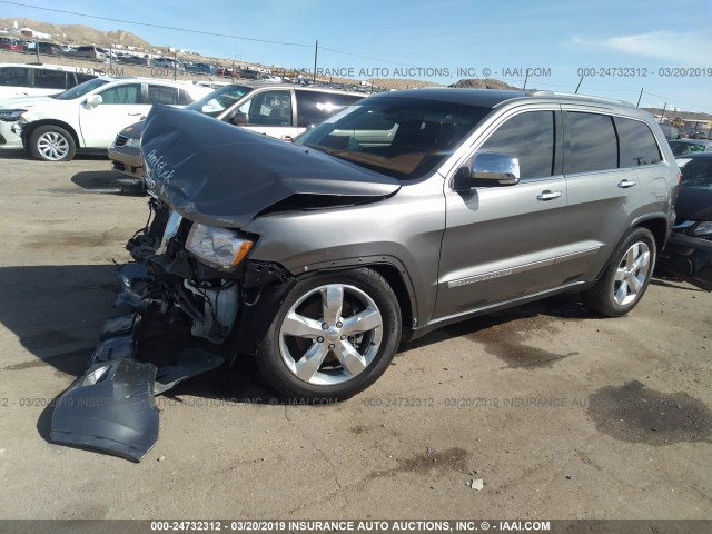 1C4RJFCT3CC247027 - 2012 JEEP GRAND CHEROKEE OVERLAND GRAY photo 2