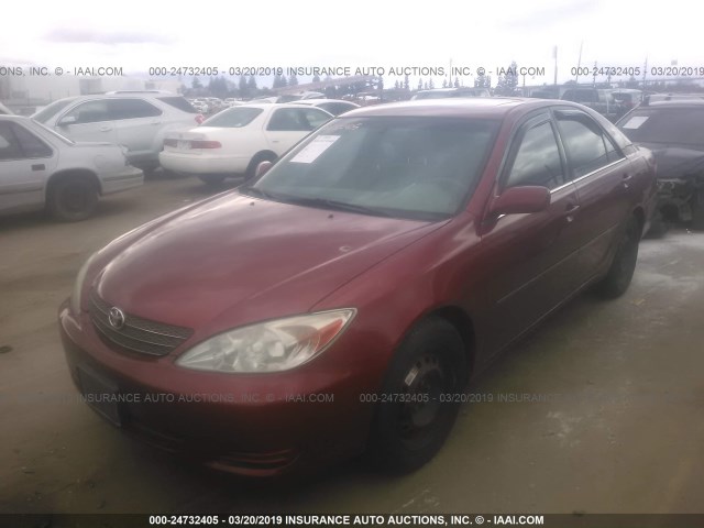 JTDBE32K620131995 - 2002 TOYOTA CAMRY LE/XLE/SE BURGUNDY photo 2