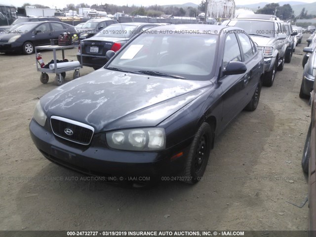 KMHDN45D02U257253 - 2002 HYUNDAI ELANTRA GLS/GT BLACK photo 2