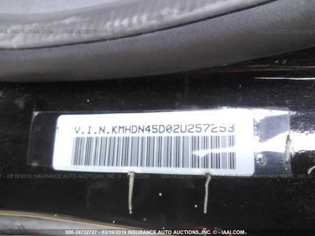 KMHDN45D02U257253 - 2002 HYUNDAI ELANTRA GLS/GT BLACK photo 9