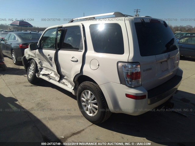 4M2CU87G49KJ21659 - 2009 MERCURY MARINER PREMIER WHITE photo 3