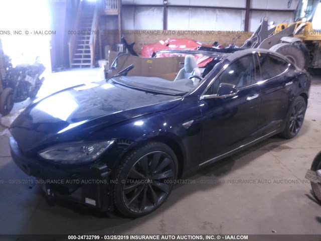 5YJSA1H29EFP63578 - 2014 TESLA MODEL S BLUE photo 2