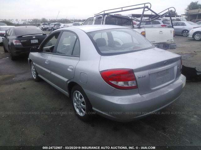 KNADC125646300763 - 2004 KIA RIO SILVER photo 3