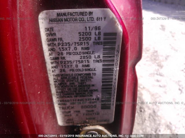 1N6SD11Y4VC335448 - 1997 NISSAN TRUCK XE RED photo 9