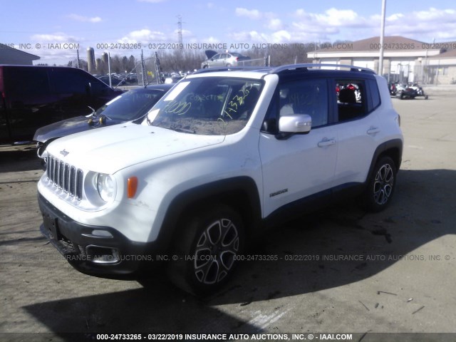 ZACCJBDB4HPE50189 - 2017 JEEP RENEGADE LIMITED WHITE photo 2