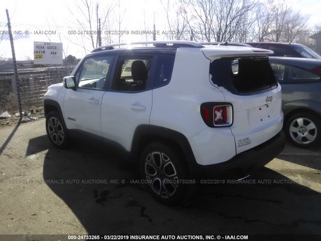 ZACCJBDB4HPE50189 - 2017 JEEP RENEGADE LIMITED WHITE photo 3