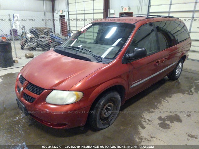 2B8GP44G01R110722 - 2001 DODGE GRAND CARAVAN SPORT RED photo 2