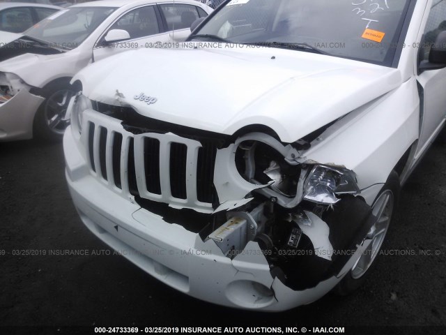 1J8FF47W68D731314 - 2008 JEEP COMPASS SPORT WHITE photo 6