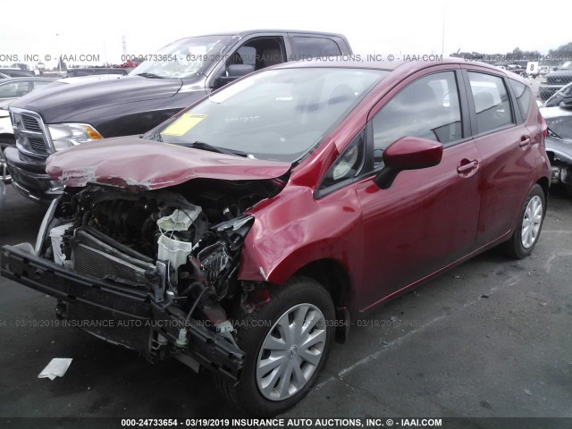 3N1CE2CP7FL444543 - 2015 NISSAN VERSA NOTE S/S PLUS/SV/SL/SR RED photo 2