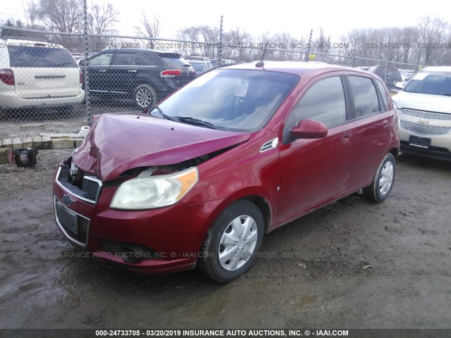 KL1TD66E59B633531 - 2009 CHEVROLET AVEO LS/LT Կարմիր լուսանկար 2