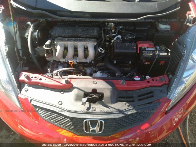 JHMGE8H37DC082874 - 2013 HONDA FIT RED photo 10