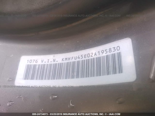 KMHFU45E02A195830 - 2002 HYUNDAI XG 350 GRAY photo 9