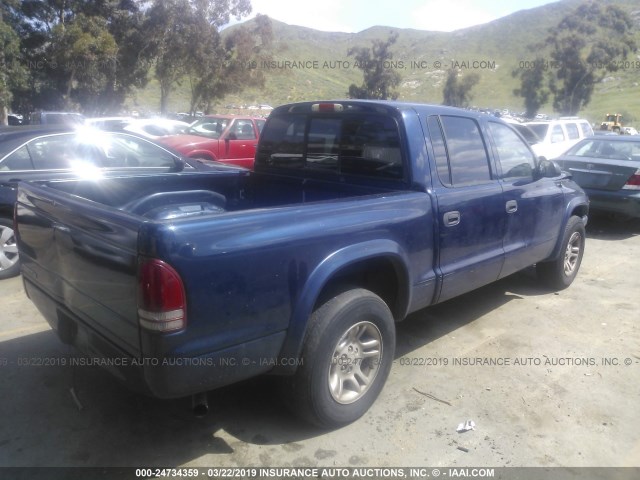 1D7HL38NX4S649333 - 2004 DODGE DAKOTA QUAD SPORT BLUE photo 4