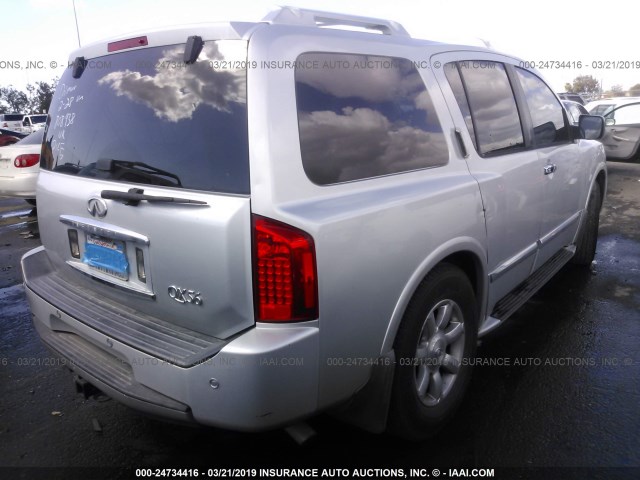 5N3AA08C74N808938 - 2004 INFINITI QX56 SILVER photo 4