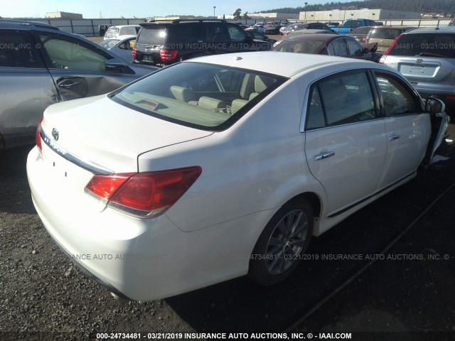 4T1BK3DB8BU429247 - 2011 TOYOTA AVALON LIMITED WHITE photo 4