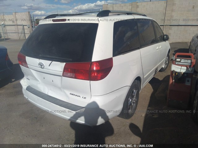 5TDZA23C24S007377 - 2004 TOYOTA SIENNA CE/LE WHITE photo 4