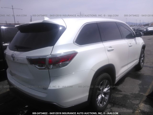 5TDZKRFH6ES035715 - 2014 TOYOTA HIGHLANDER LE/LE PLUS WHITE photo 4