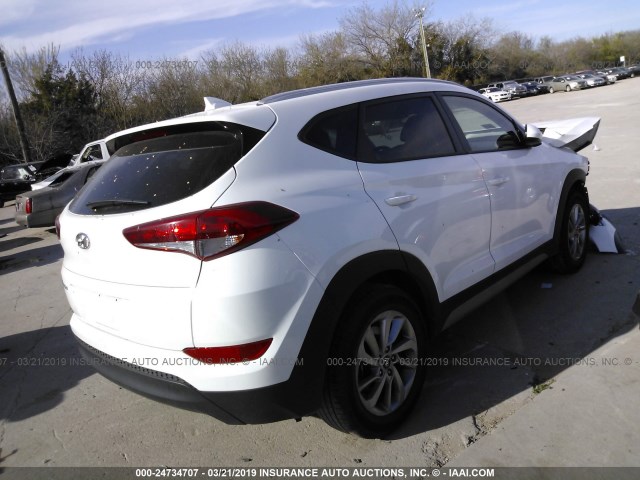 KM8J33A45JU713514 - 2018 HYUNDAI TUCSON LIMITED/SPORT AND ECO/SE WHITE photo 4