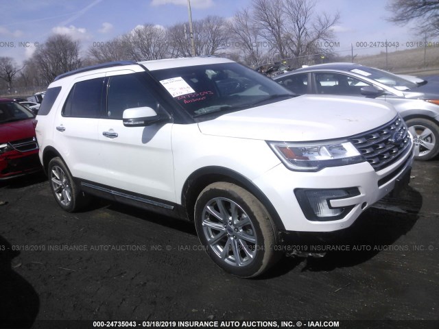 1FM5K8F87HGC38616 - 2017 FORD EXPLORER LIMITED WHITE photo 1