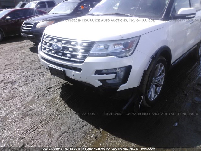 1FM5K8F87HGC38616 - 2017 FORD EXPLORER LIMITED WHITE photo 6