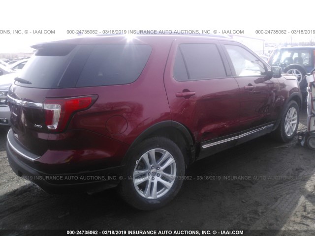 1FM5K8D81JGB94444 - 2018 FORD EXPLORER XLT RED photo 4