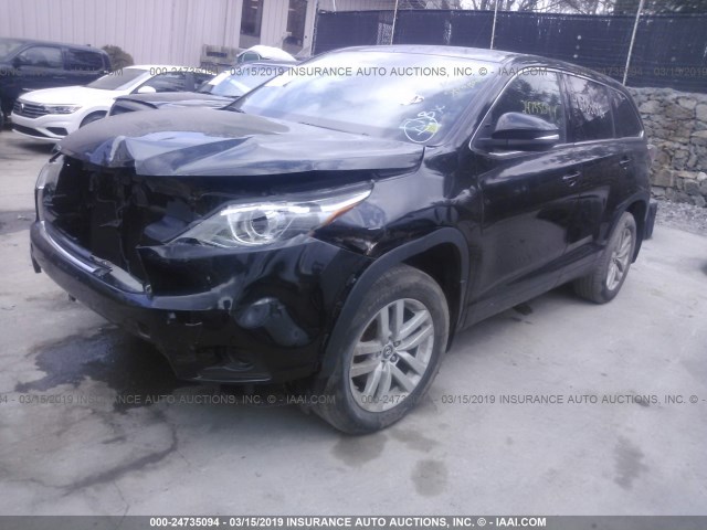 5TDBKRFH4GS339078 - 2016 TOYOTA HIGHLANDER LE/LE PLUS BLACK photo 2
