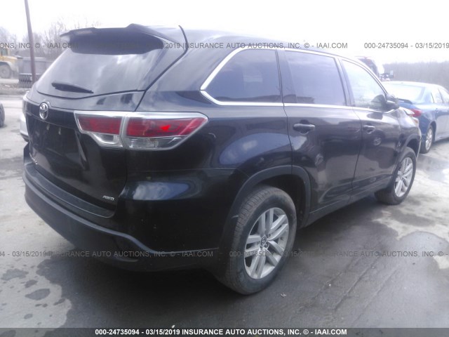 5TDBKRFH4GS339078 - 2016 TOYOTA HIGHLANDER LE/LE PLUS BLACK photo 4