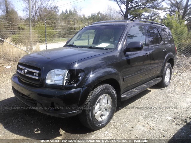 5TDZT38A92S081786 - 2002 TOYOTA SEQUOIA LIMITED BLACK photo 2