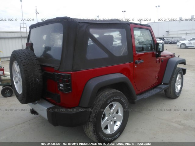 1C4AJWAG7CL273245 - 2012 JEEP WRANGLER SPORT RED photo 4