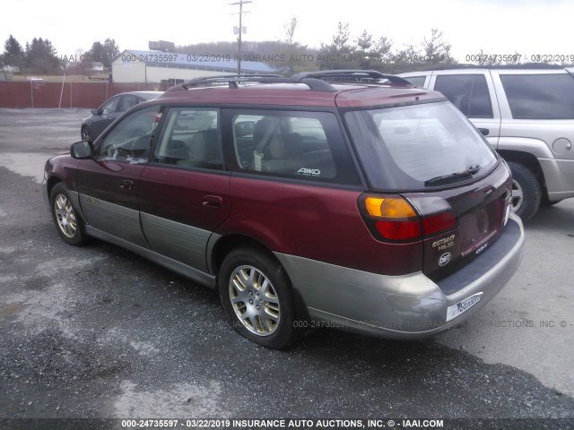 4S3BH806927631330 - 2002 SUBARU LEGACY OUTBACK H6 3.0 LL BEAN MAROON photo 3