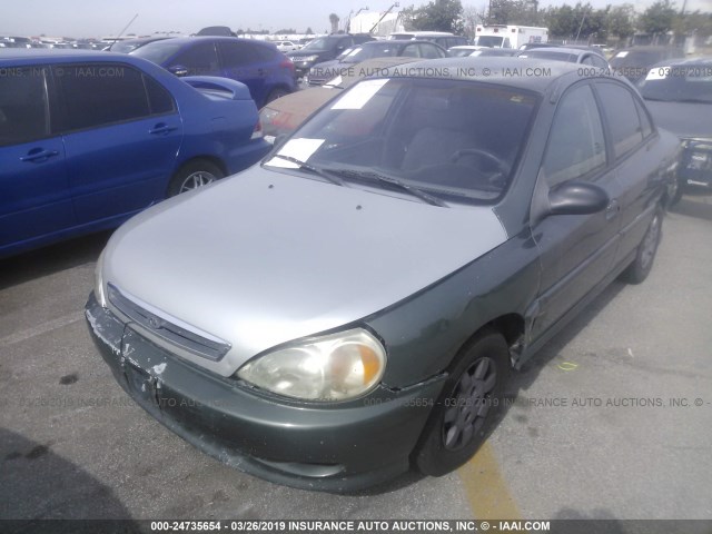 KNADC123216035317 - 2001 KIA RIO GREEN photo 2