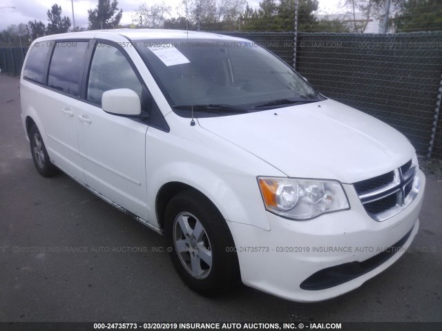 2C4RDGCG7CR341578 - 2012 DODGE GRAND CARAVAN SXT WHITE photo 1