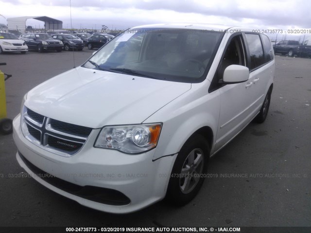 2C4RDGCG7CR341578 - 2012 DODGE GRAND CARAVAN SXT WHITE photo 2