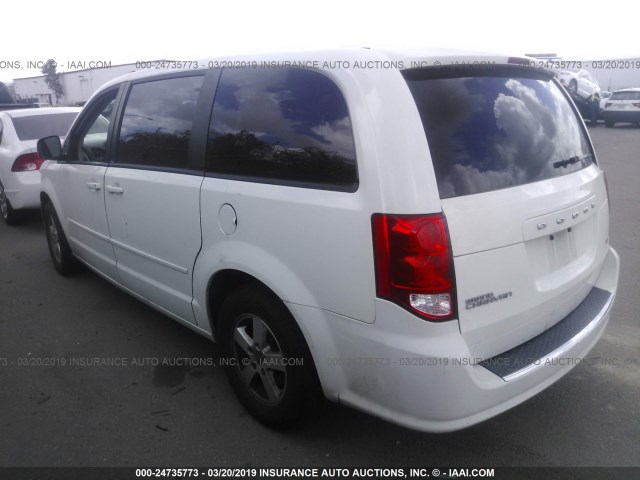 2C4RDGCG7CR341578 - 2012 DODGE GRAND CARAVAN SXT WHITE photo 3