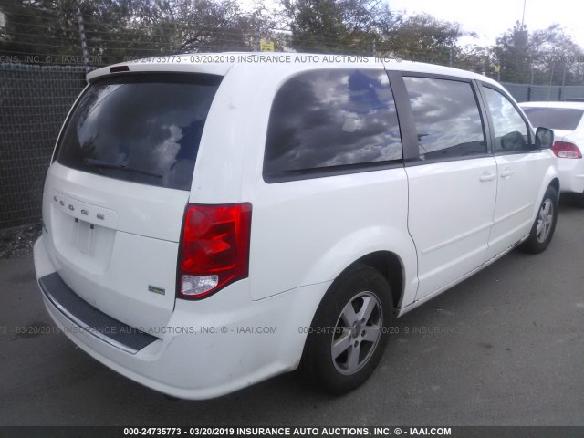 2C4RDGCG7CR341578 - 2012 DODGE GRAND CARAVAN SXT WHITE photo 4