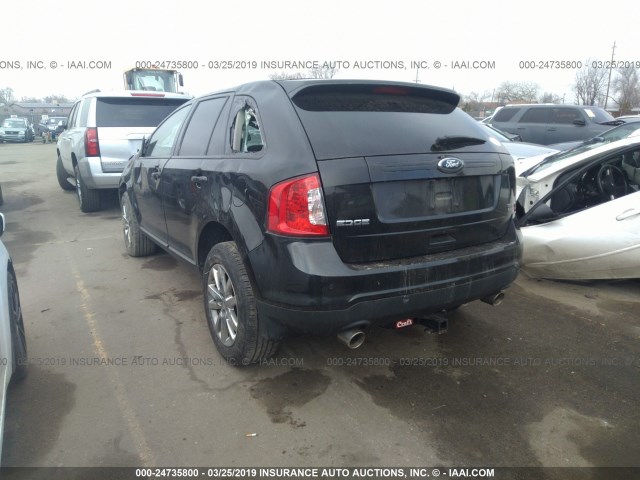 2FMDK4JC2CBA76328 - 2012 FORD EDGE SEL BLACK photo 3