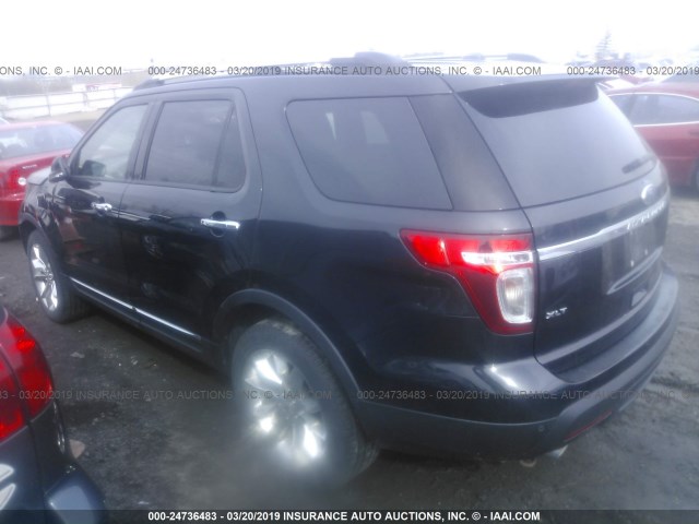 1FM5K8D83FGA52877 - 2015 FORD EXPLORER XLT BLACK photo 3