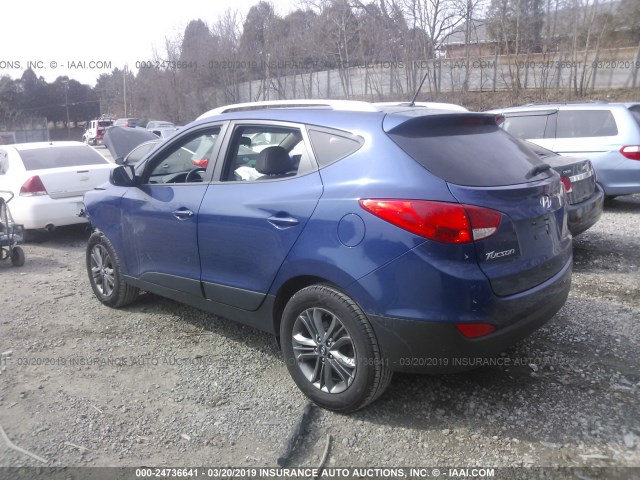 KM8JUCAG8EU826256 - 2014 HYUNDAI Tucson GLS/LIMITED/SE BLUE photo 3